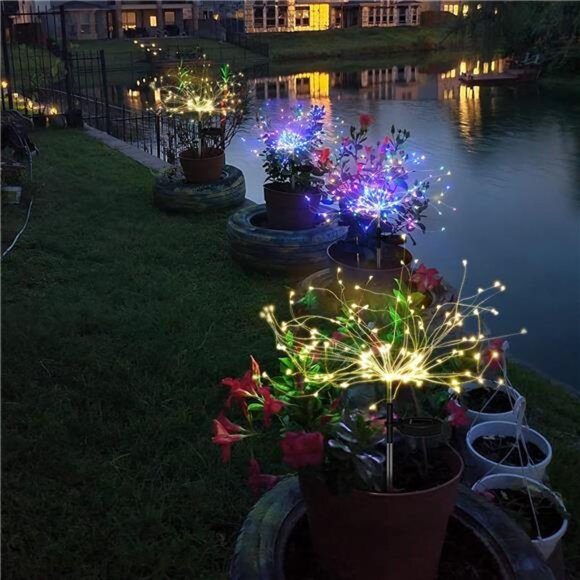 Solar Garden Lights Outdoor: Fairy Fireworks Light Waterproof Yard Decorations - Picture 6 of 7